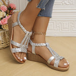 Shoes for Women Summer Women Wedge Bohemia Rhinestones Casual Platform Sandals Female Peep Toe Outdoor Beach Shoes 2026