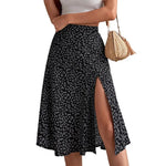 Women Summer Skirt Slit A-line High Waist Floral Print Loose Dress-up Elegant Breathable Lady Midi Skirt Female Clothes
