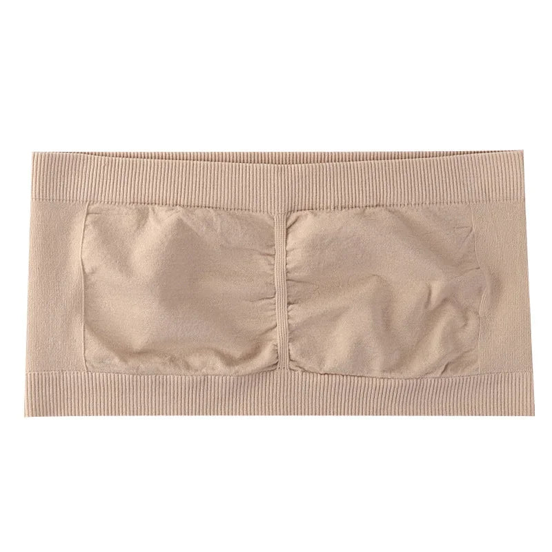 Women Seamless Tube Tops Strapless Bandeau Bra Solid Color Crop Top Wire-Free Underwear No Pads Intimates One Size