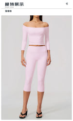 Fashion Mid Sleeve T-shirt Yoga Suits Tight Fitting Slim Sports Tops High Waist Peach Hip Mid Pants Gym Running Fitness Outfits