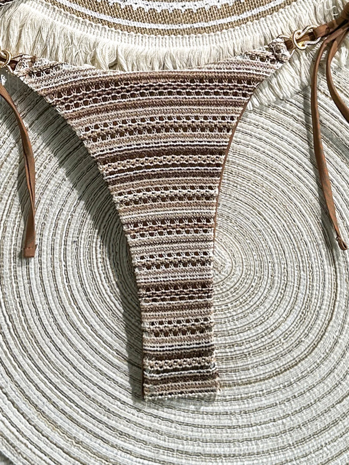 Sexy Coffee Striped Micro Bikini Set 2026 Women Halter Push Up Bra Bandage Thong Swimsuit Summer Bathing Suit Holiday Swimwear