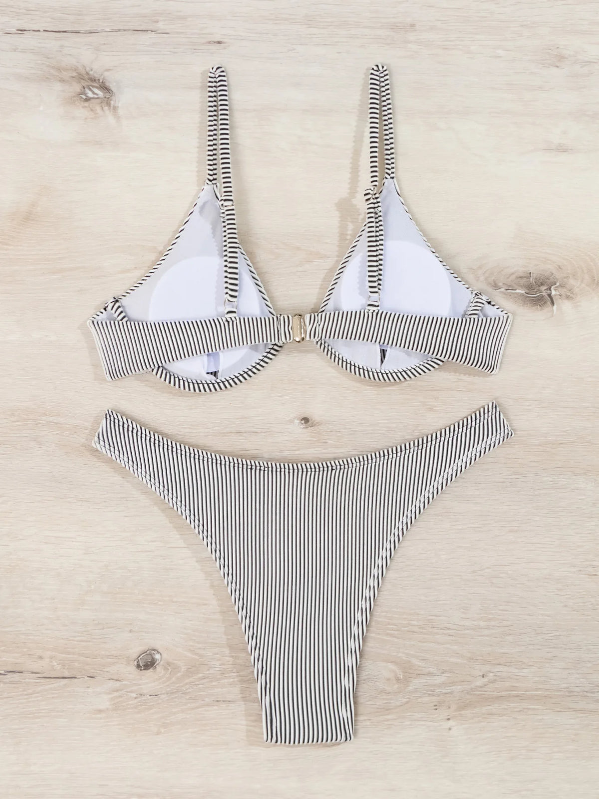 Solid Color Pit Strip Bikini Set for Women Sexy Underwire Push Up 2-piece Swimsuit High Waist Suspender BacklessBathing Suit