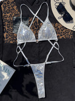Extreme Mini One Piece Swimsuit Women G String Shiny Swimwear Female Micro Thong Monokini Bather Backless Bathing Suit Swim wear