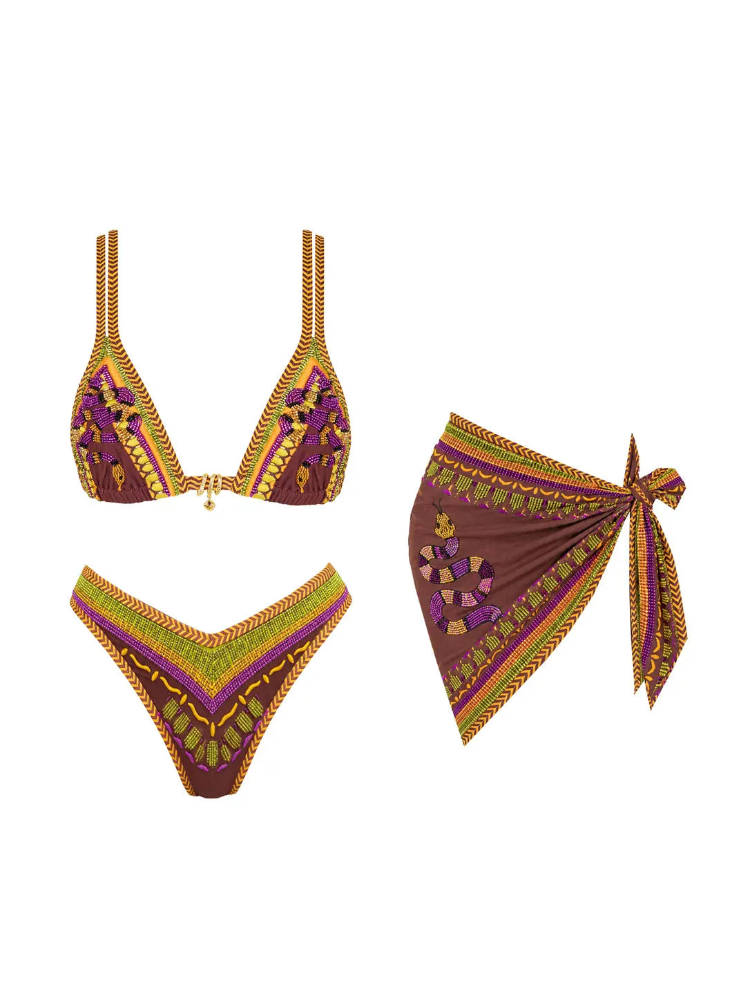 Sexy Snake Butterfly Printed Bikini With Skirt Women 3Pcs Swimwear Fashion Lady Low Waist Biquini Bathing Suit Female Beachwear