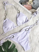 Sexy Halter Diamond Bikini Women Swimsuit Female Metal Chains Swimwear Two Pieces Bikini set Brazilian Bather Bathing Suit Swim