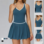 Women's Nude Yoga Clothes Beautiful Back and Slim Fit Two Anti Glare Dresses Outdoor Sports Running and Leisure Fitness Clothes