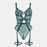 Toucheart Lace Sexy Skinny Babydoll Bodysuit Embroidery Erotic Private Adult Suit Solid Color Patchwork High Waisted Sexy Set