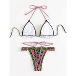5 Colors Sexy Printed Halter Frilled Bikini Women Swimwear Female Swimsuit Two-Pieces Bikini Set Bather Bathing Suit Swim V4651