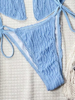 Sexy Triangle Bikini Women Summer Hollow Out Bandage Cross Crop Top Tie Side Thong Swimsuit Bathing Suit Holiday Swimwear