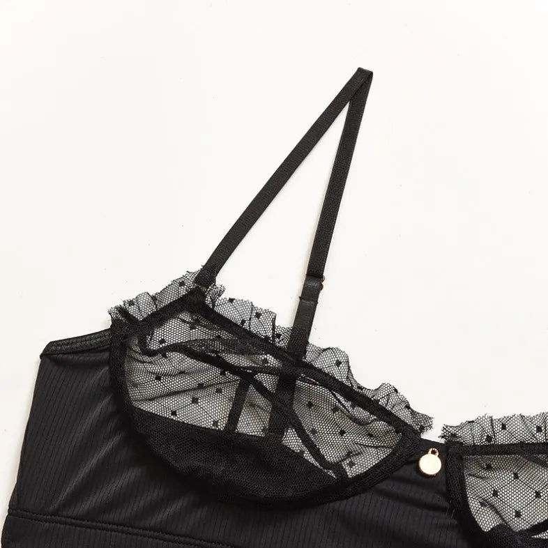 Flounce Sexy Lingerie Lace Transparent Women's Underwear Hot Delicate Erotic Lingerie Set Porn Exotic Sets Sexiest Outfit