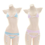 Sexy Lolita Kawaii Mini Bra Panties Set Triangle Micro Bikini Set Women Japanese Anime Bathing Suit Highcut Swimwear