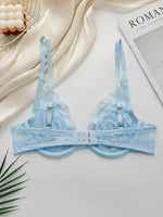 Lace Bralette Push Up Bras for Women blue Lace Underwear Women's steel ring Bra Solid Color Sexy Lingerie Backless Bra MR2635