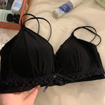 Women's French Ruffle Bralette Set | Wirefree Push Up with Silk Touch Thin Cups for Small Chest | Sweet & Trendy MOYISU Bra S-XL