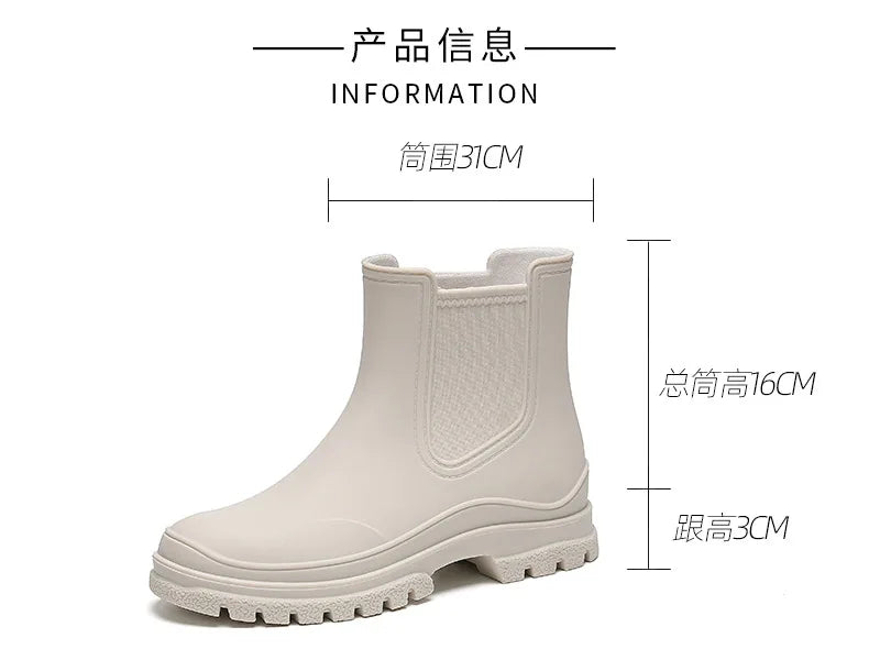 Rain Boots Women Garden Galoshes Waterproof Rubber Chelsea Boot Female Non-slip Rainshoes Fishing Water Shoes Botas Lluvia Mujer