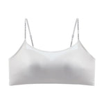 Women's Satin Bra No Underwire Seamless Bralette with Adjustable Spaghetti Strap Soft Wireless Support Padded Bra