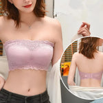 Women Floral Lace Tube Top Wireless Bra Sexy Lingerie Strapless Bralette Solid Color Crop Top Female Padded Bandeau Padded Bra