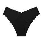 Ice Silk Ruffles Sexy Girls Briefs Seamless Women Panties Underwear T Back G String Yoga Fitness Thong Underpants Plus Size S-XL