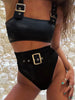 2026 Snake Printed Bandeau Bikini High Waist Swimsuit Women Vintage Swimwear Female Waist Belt Bikini Set Push Up Bathing Suit