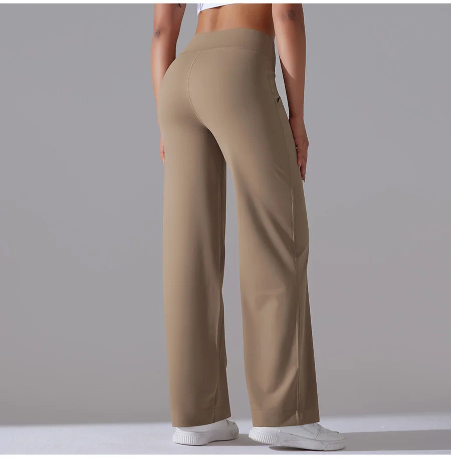 New Yoga Straight Leg Sweatpants Straight Leg Women's Loose Tracksuit Pants Wide Leg Outdoor Gym Running Casual Tracksuit Pants