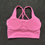 High impact Cross Back Hollow shoulder straps Gym Yoga Underwear Tight Women Fitness sport Bra Top Comprehensive Training pad