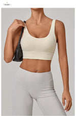 Running Sports Bra Women High Support Open Back Yoga Breathable Slim Fit Fitness Pilates Tank Top With Removable Pads
