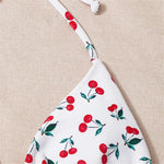 XS - L Cherry Printed Halter Strappy Bikini Female Swimsuit Women Swimwear Two-Pieces Bikini Set Bather Bathing Suit Swim V4894