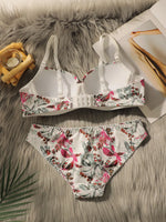 Sexy Lingerie Set For Women's Gathering Push Up Bra Women's Printed Underwear Set For Date Night Sexy Lingerie A2134