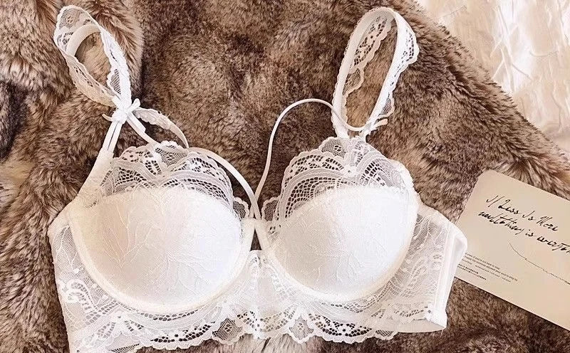 MOYISU Minimizer Bra French Lace for Large Bust, Anti Sagging Full Coverage Push Up Underwire Set, Sensuous Women Sexy Bra & Set