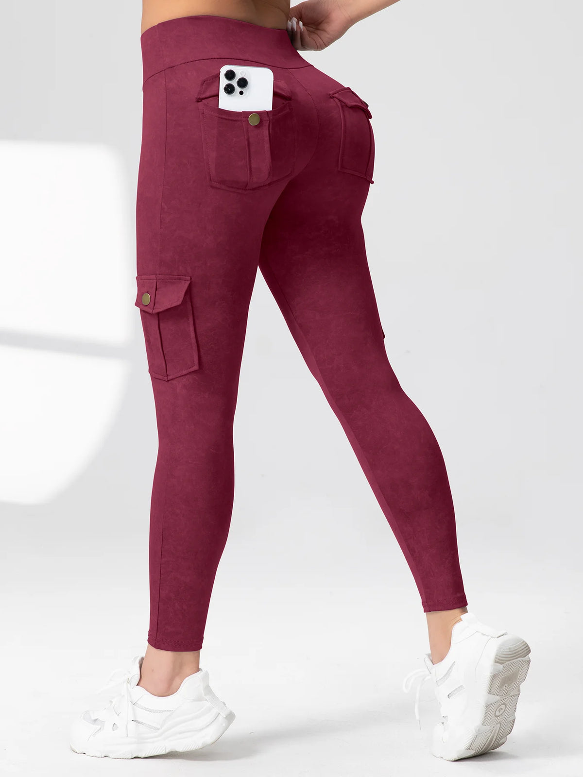 1/2 Pcs Women's Fitness Pants: High-Waisted Flared Cargo Pants With Pockets, Shaping and Tummy-Control Fitness Pants.