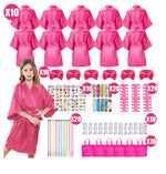 6-15Pcs Spa Party Robes for Girls Supplies Favors Kids Gowns Robe Soft Spa Headband Sleepover Birthday Party