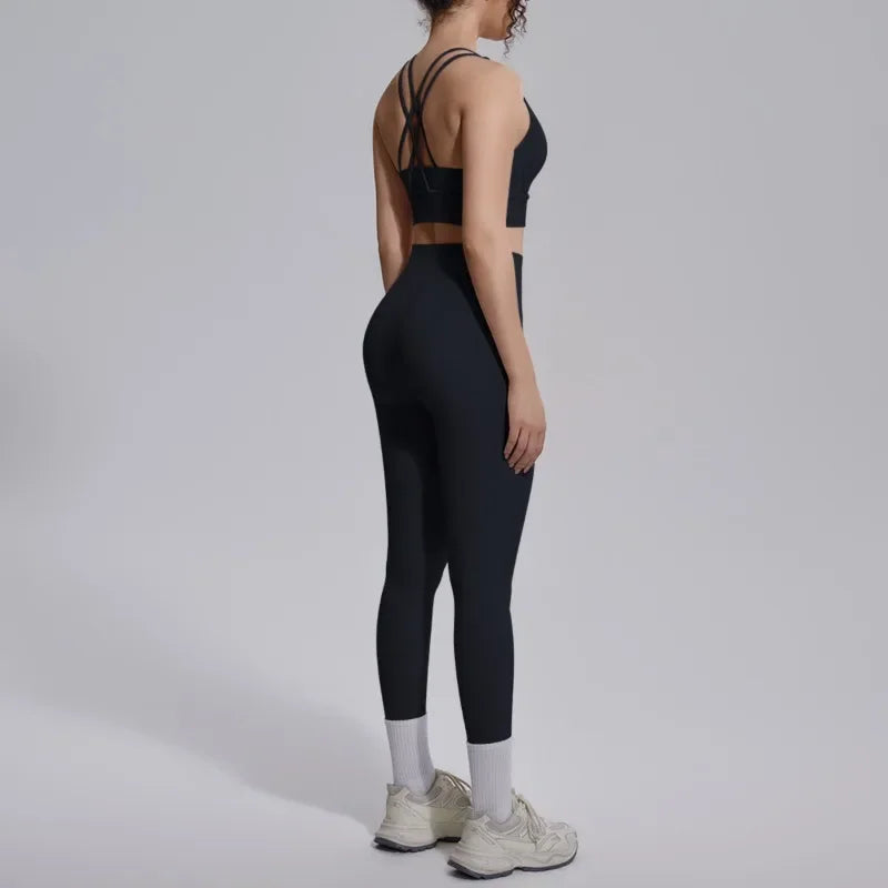 Women's Yoga Set Sports Fitness Running Beautiful Back Slim Fit Bra Hip-lifting High Waist Pants Workout Training Gym Suits