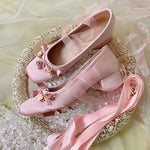 2025 Summer Cute Square Toe Ballet Flats Shoes Women with Riband Sweet Satin Slip On Comfortable sole Office Lady Daily Shoes