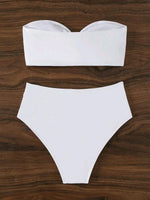 XS - XL 3D Flower Bandeau Bikinis Female Swimsuit High Waist Bikini Women Swimwear Two-pieces Bikini Set Bathing Suit Swim Lady