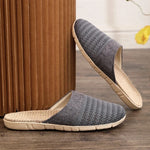 Women Indoor Linen Slippers 2025 Spring Summer Shoes Anti-slip Light Weight Breathable Lace Couples Home Floor Slides