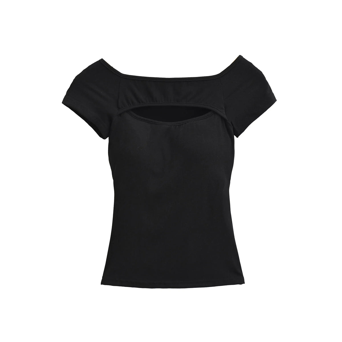 Korean Style Goddess Off-Shoulder Casual Elegant Sexy Hot Girl Top Women Hollow Out Short Sleeved Solid Color T-Shirt Charm 7O4B