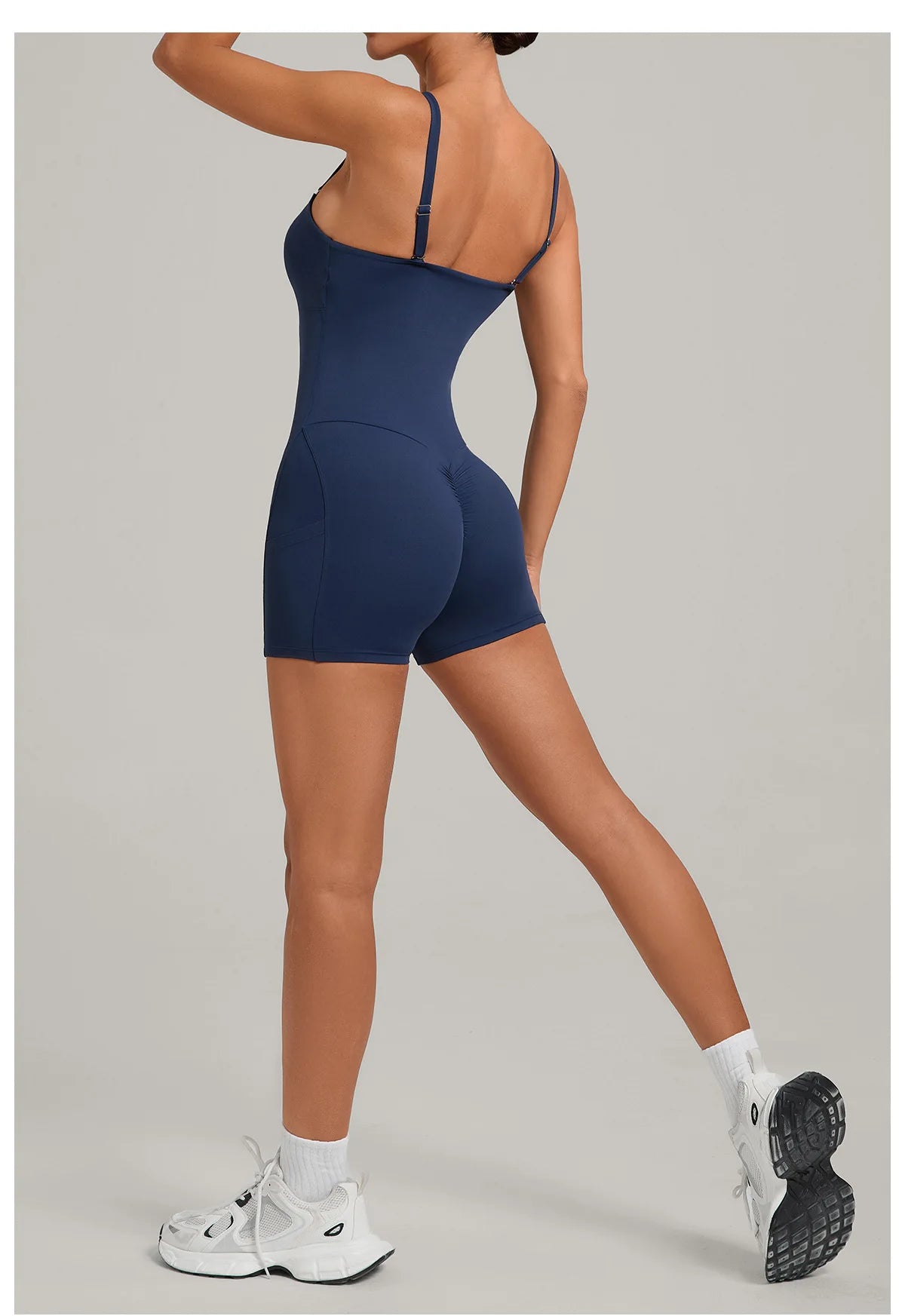 Outdoor Backless Yoga One Piece Suit Women Multiple Wearing Methods Sleeveless Slim Fit Pocket Stretch Sports Fitness Jumpsuit