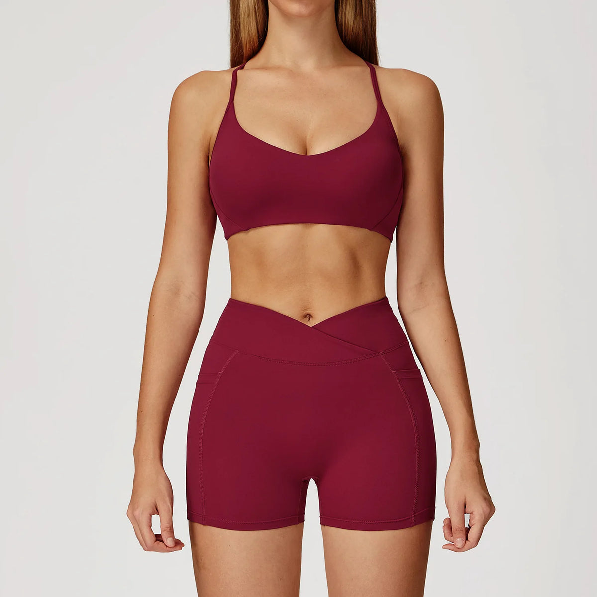 Women's Yoga 2-Piece Hip Lifting Tight Fitting Naked and Beautiful Back Set Outdoor Sports and Leisure Running Fitness Suit