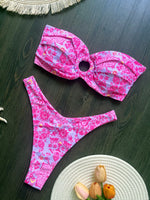 Sexy Colorful Floral Printed Bandeau Bikini Female Swimsuit Women Swimwear Two-pieces Bikini set Bather Bathing Suit Swim
