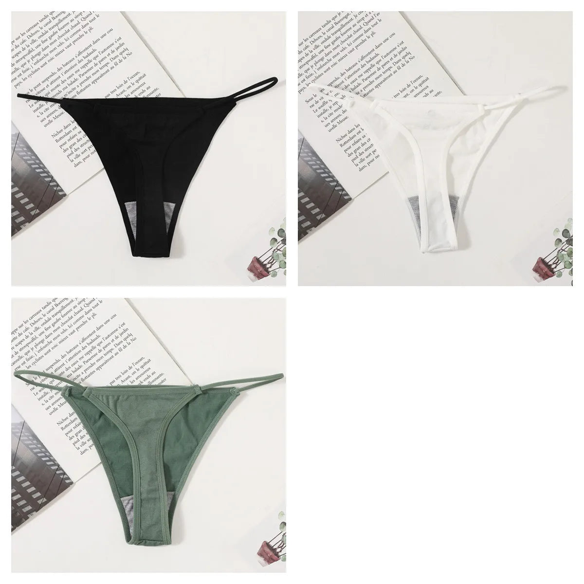 3Pcs/Set Women Panties G-String Seamless Underwear Low Rise Thongs Sexy Lingerie Female Thong G-String High Cut Panties