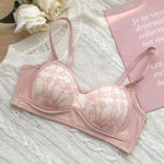 Summer Lace Half Cup Bra Small Bust Beachwear Gathering Light Support Pure Bralette Ultra Thin Wirefree Set AU MOYISU S-XL-32-38