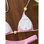 Wrinkled Crinkled Halter Bikini Female Swimsuit Women Swimwear Two-pieces Bikini set Brazilian Bather Bathing Suit Swim V8134