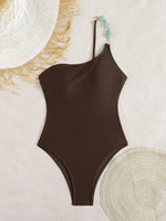 Sexy Woman Swimsuit Summer Set Female Biquini Ladies Swimwear 2026 New Shiny One-Shoulder Backless One Piece For Vacation