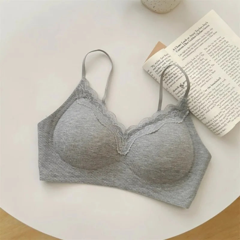 Wirefree Bra for Small Boobs Push Up Padded Strappy Summer Bralette Seamless Comfort Daily Wear Lightweight Thin Straps Lingerie