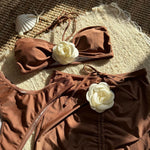 New 3D Flowers With Skirt Brazilian Bikini Women Swimwear Three-pieces Bikini set Female Swimsuit Bather Bathing Suit Swim V5755