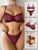 New Fashion Red lace set pretty Underwire setParty is eye-catching lingerie Set stripe solid color Women set MR2864