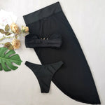 Sexy Meal Starfish Designer Bikinis Sets Women Black Push Up Buckle Mesh Skirt 3 Piece Swimsuit Beach Bathing Suit Swimwear 2025