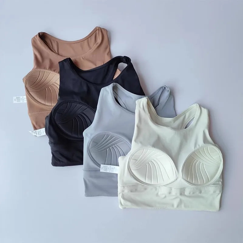 Women's Professional Shock-Absorbing Yoga Sports Vest One-Piece Gathering Sports Bra Running Collection with Breast Support
