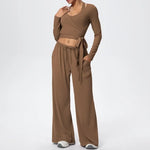 3 Pcs Women's Seamless Yoga Set Sports Fitness Gym Slim-Fit Long Sleeve & Tank Top Suits Workout Running Training Sets