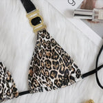 Bikini 2026 Sexy Leopard Diamond Chain Swimwear Swimsuit Women Halter Bikinis Set Bathing Suit Beach Bikini Luxe Female Push Up
