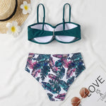 Print Bandeau Bikini Swimsuit Women Push Up Bikini Set Swimwear Female High Waisted Bathing Suit Beach Wear Brazilian Biquini